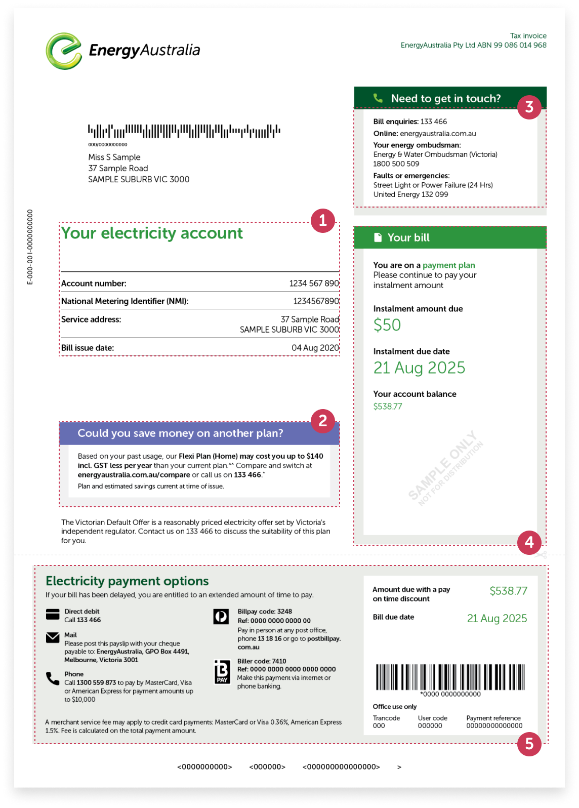 Example electricity bill